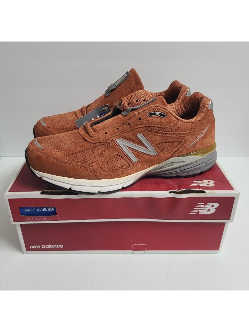 New Balance 990v4 Made In USA Shoes M990JP4 Size 10.5 Burnt Orange